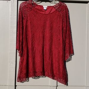 Brittany Black | Size 2x burgundy/red lace top